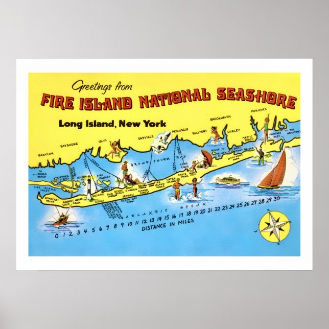 Carte de Fire Island Impression 20x28 (Devant)