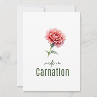 Carte de fleur d'anniversaire d'œillet de janvier 