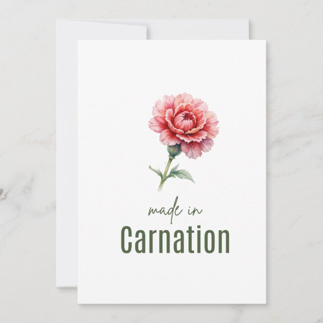 Carte de fleur d'anniversaire d'œillet de janvier  (Devant)