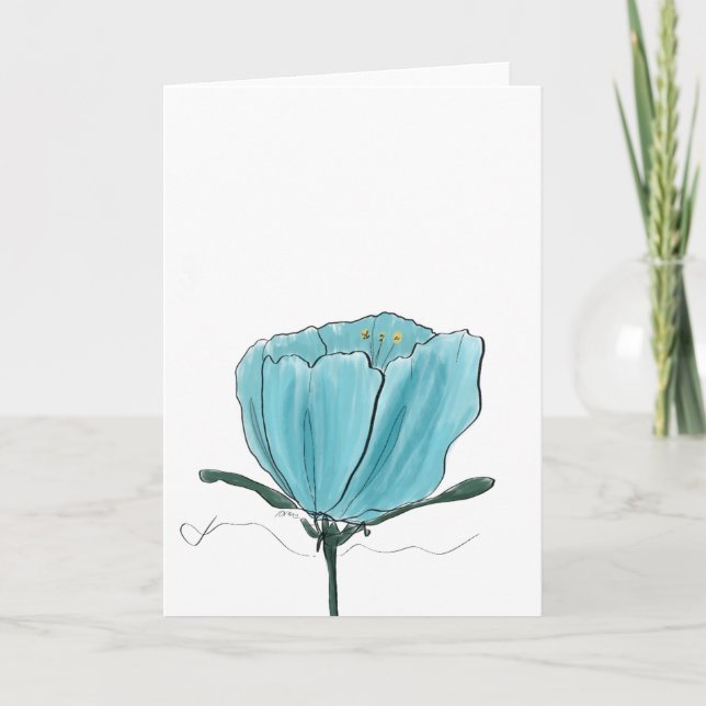 Carte de fleur d'aquarelle turquoise (Devant)