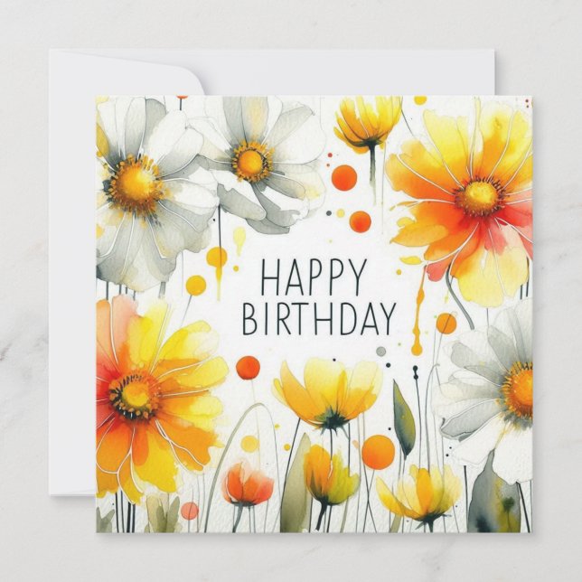 carte de fleur de cadre d'anniversaire heureux  (Devant)