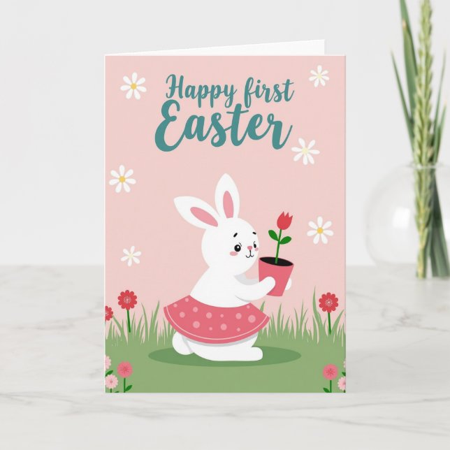 Carte de Fleur de Lapin à Points Polka (Devant)