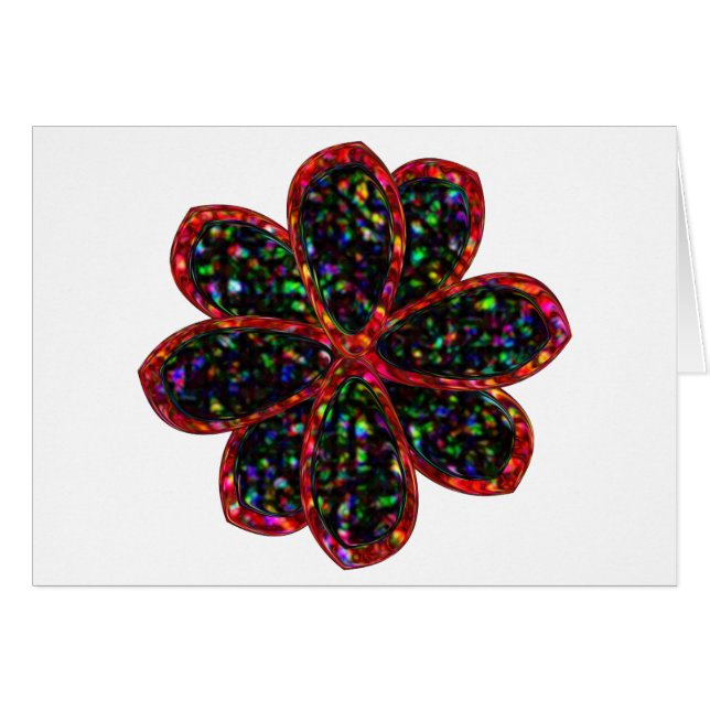 Carte de fleur de paillettes noire et rouge (Devant horizontal)