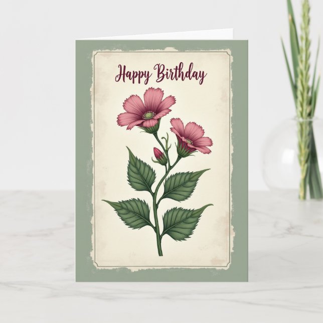 Carte de Fleur de Rose Élégante (Devant)