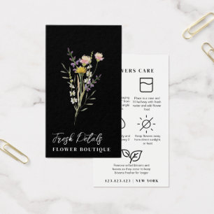Carte de fleuriste pour le soin des fleurs minimal