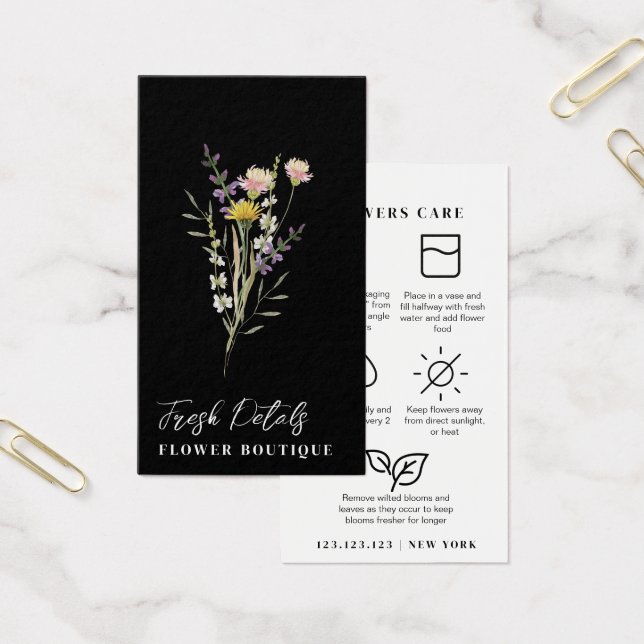 Carte de fleuriste pour le soin des fleurs minimal (Bureau)