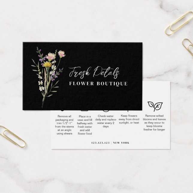 Carte de fleuriste pour le soin des fleurs minimal (Bureau)