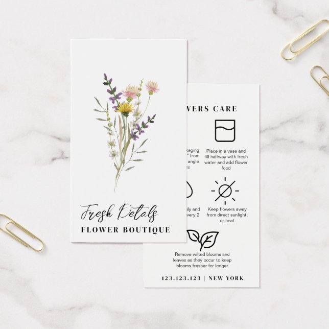 Carte de fleuriste pour soins de fleurs minimalist (Bureau)