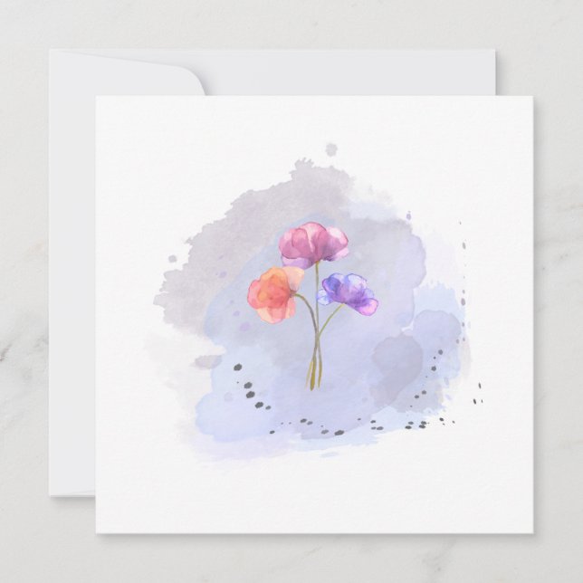 carte de fleurs à l'aquarelle (Devant)