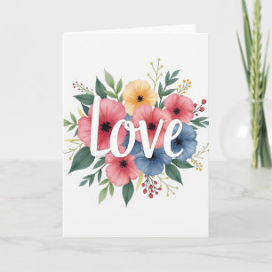 Carte de Fleurs Aquarelle Amour