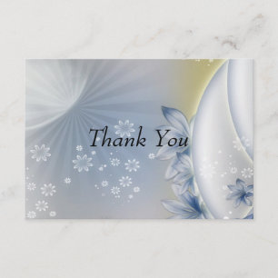 Carte de fleurs bleues blanches Merci