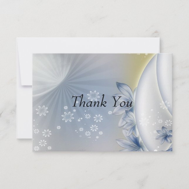 Carte de fleurs bleues blanches Merci (Devant)