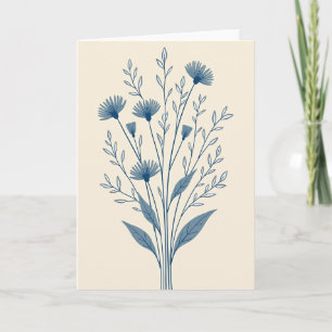Carte de fleurs botaniques bleues