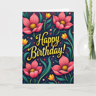 Carte de fleurs d'anniversaire artistique