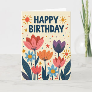 Carte de fleurs d'anniversaire artistique