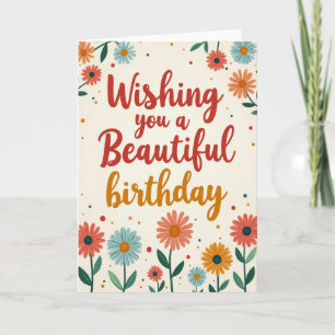 Carte de fleurs d'anniversaire douce