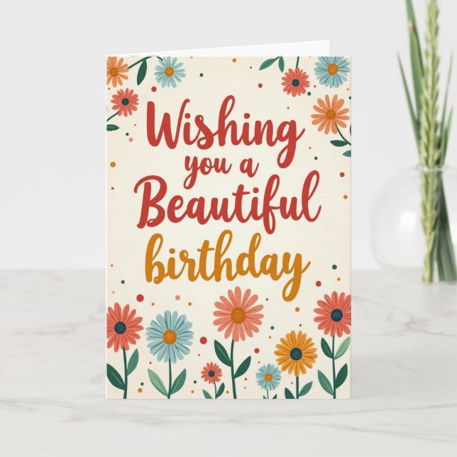 Carte de fleurs d'anniversaire douce (Devant)