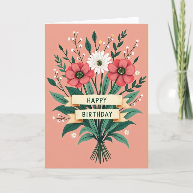 Carte de fleurs d'anniversaire joyeuse (Devant)