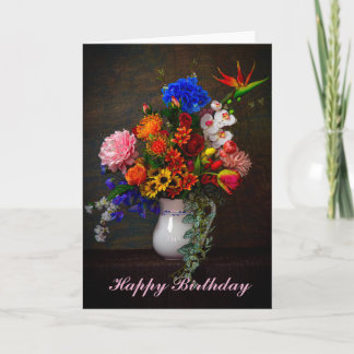 Carte de fleurs dans un pichet nature morte