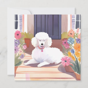 Carte de fleurs d'aquarelle de chien de compagnie