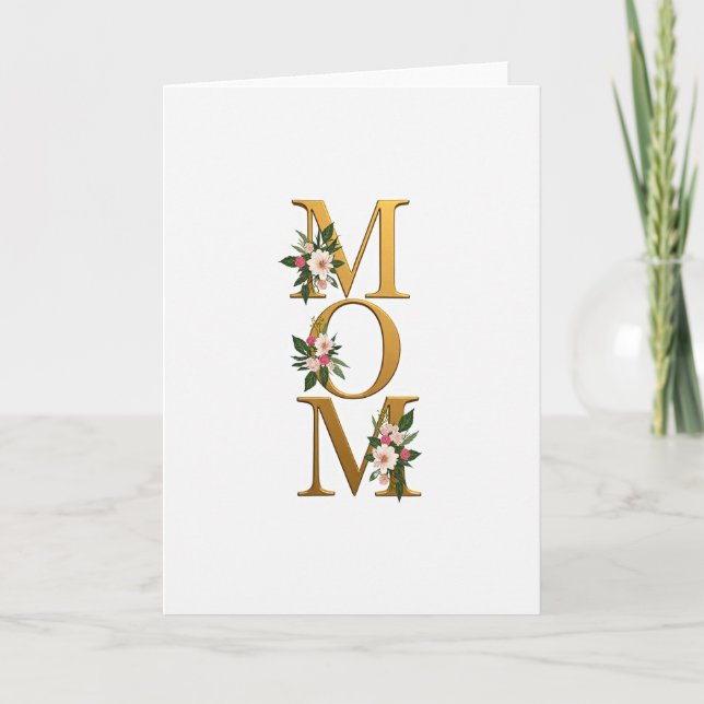 Carte de Fleurs d'Art au Nom Doré (Devant)