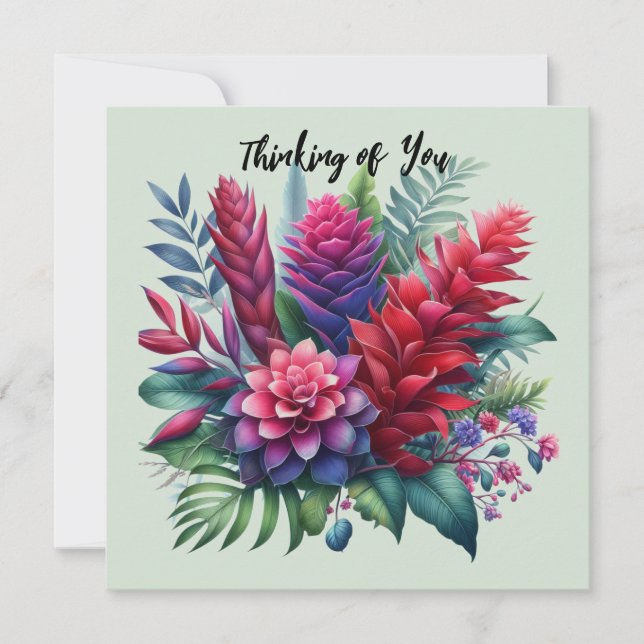 Carte de fleurs de gingembre tropicales vibrantes (Devant)
