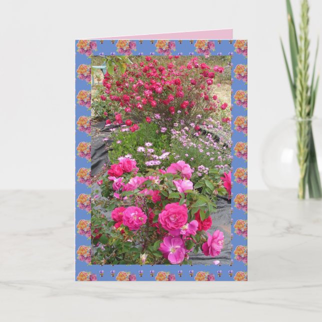 Carte de fleurs de jardin Vintages rouges Roses (Devant)