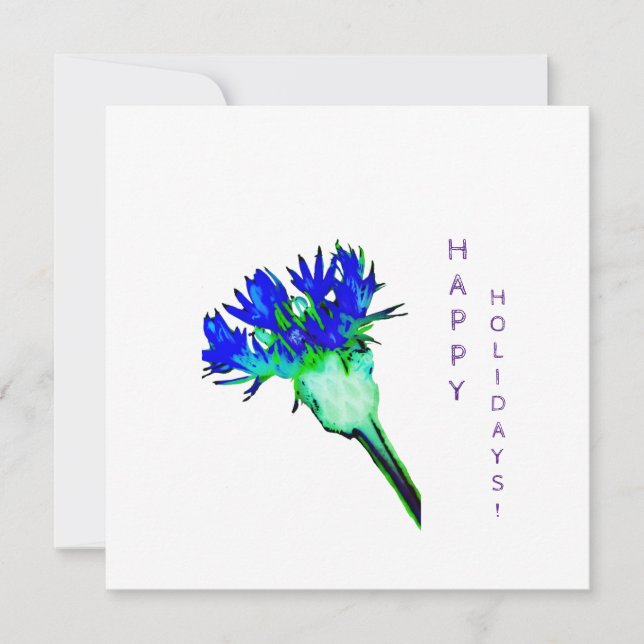 Carte de fleurs de maïs bleu Joyeux Holidays (Devant)