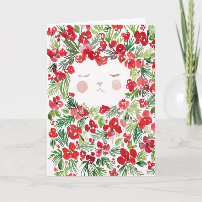 Carte de fleurs de Noël rouges aquarelle design (Devant)