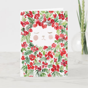 Carte de fleurs de Noël rouges aquarelle design