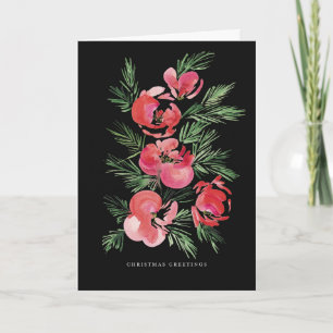 Carte de fleurs de Noël rouges aquarelle design