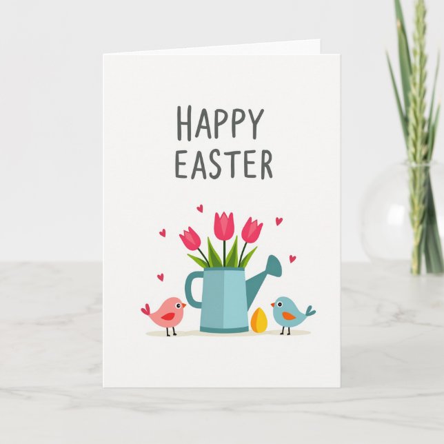 Carte de fleurs d'oiseaux d'oeufs de printemps heu (Devant)