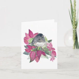 Carte de fleurs d'oiseaux Junco aux yeux foncés