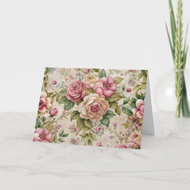 Carte de fleurs inspirée d'un joli Ephémère Vintag (Devant)