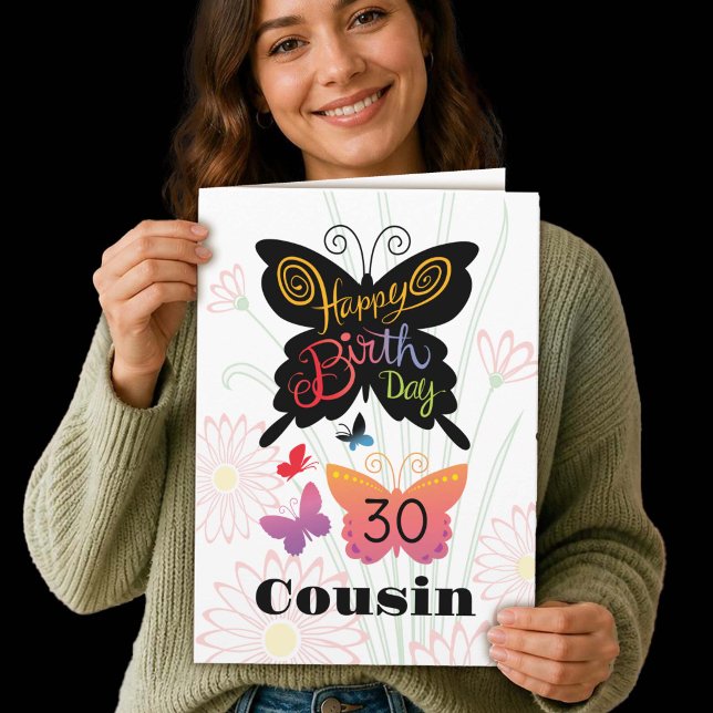 Carte de fleurs papillon pour 30e anniversaire de  (Cousin 30th birthday Butterflies)