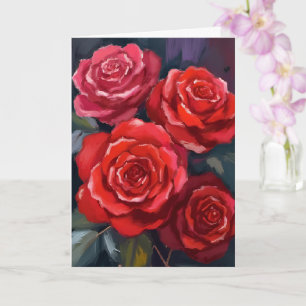 Carte de fleurs peintes à l'aquarelle avec des ros