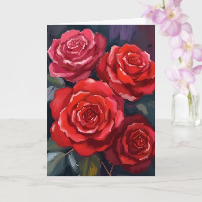 Carte de fleurs peintes à l'aquarelle avec des ros (Orchidée)