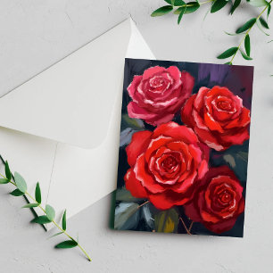 Carte de fleurs peintes à l'aquarelle avec roses r