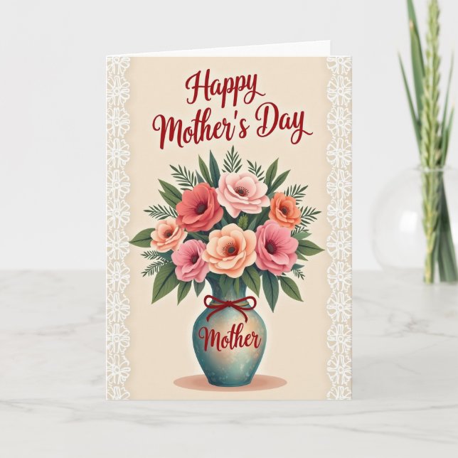 Carte de fleurs pour la fête des mères la plus dou (Devant)