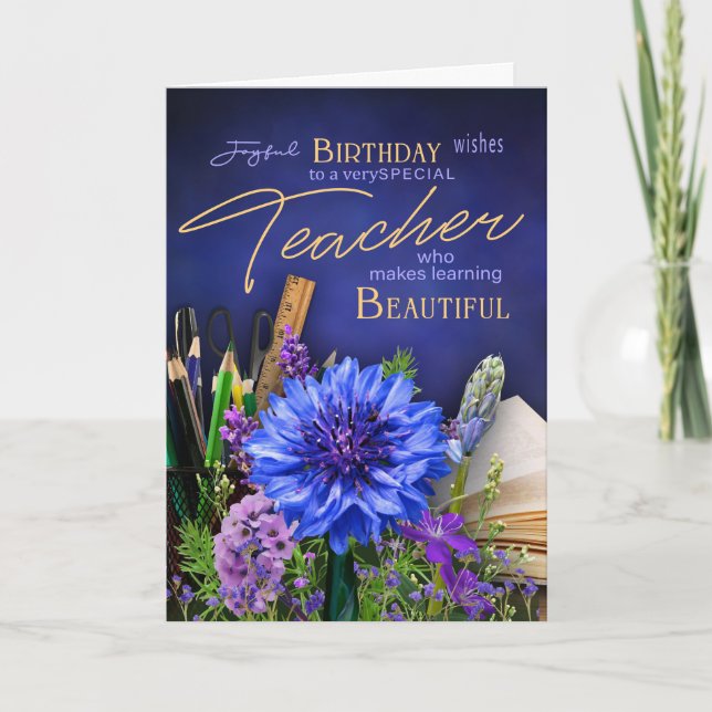 Carte de fleurs pour l'anniversaire de l'enseignan (Devant)