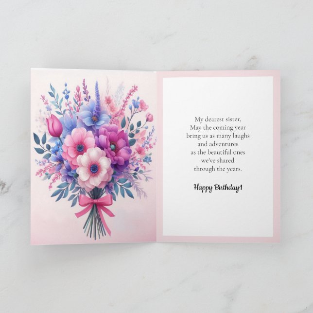 Carte de fleurs rose violet bleu lumineuses et mig (Intérieur)