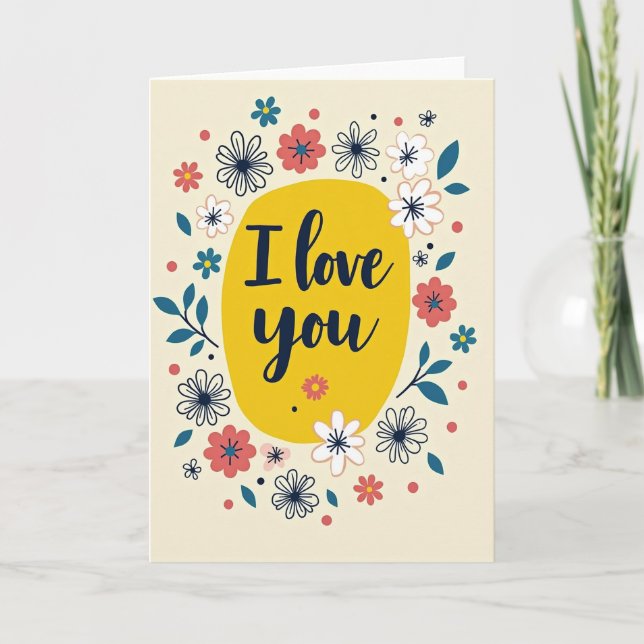 Carte de fleurs Simple je t'aime (Devant)