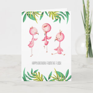 Carte De Flock Flamant rose Anniversaire tropical