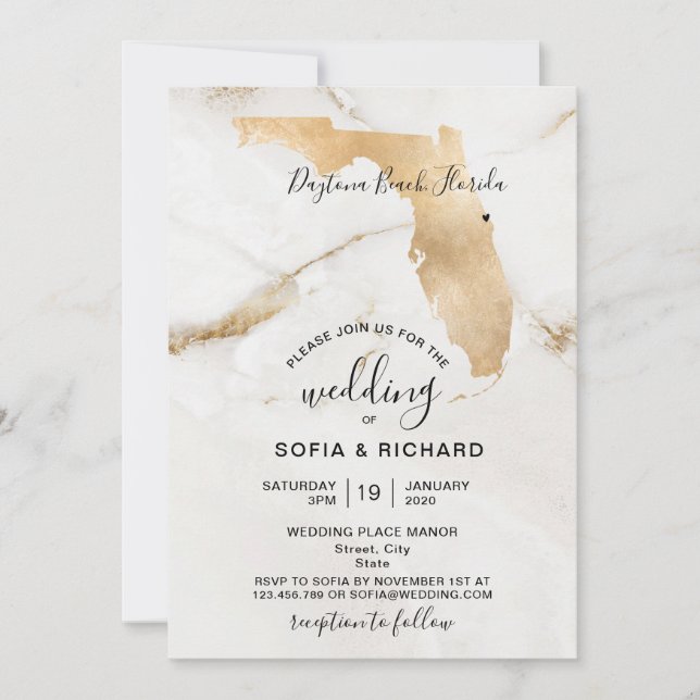 Carte de Floride Destination de Mariage avec Cœur  (Devant)