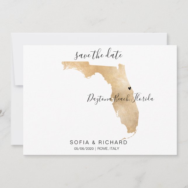 Carte de Floride Destination de Mariage avec Cœur  (Devant)