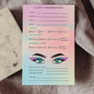 Carte de flux client Hologram tendance Eyelash Ext