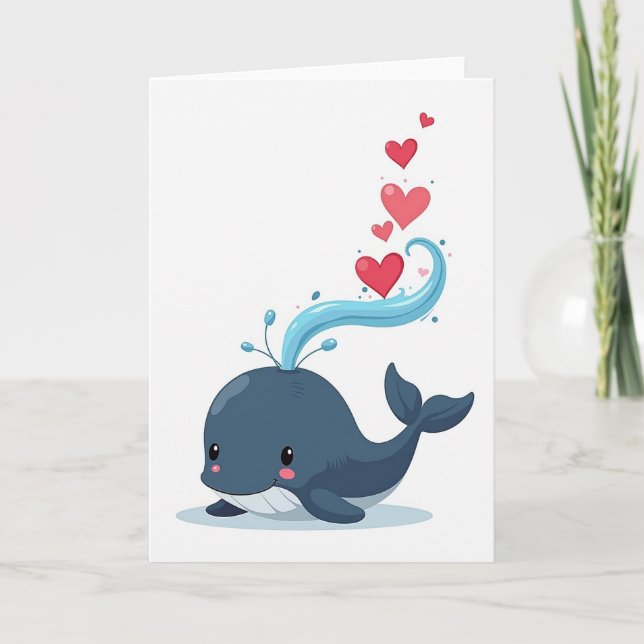 Carte de flux d'amour de baleine mignonne (Devant)