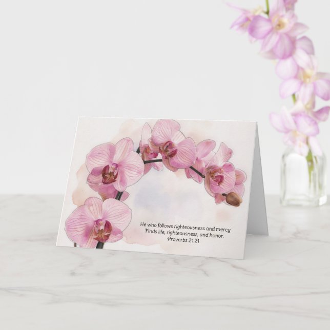 Carte de foi avec fleurs d'orchidée et verset bibl (Orchidée)