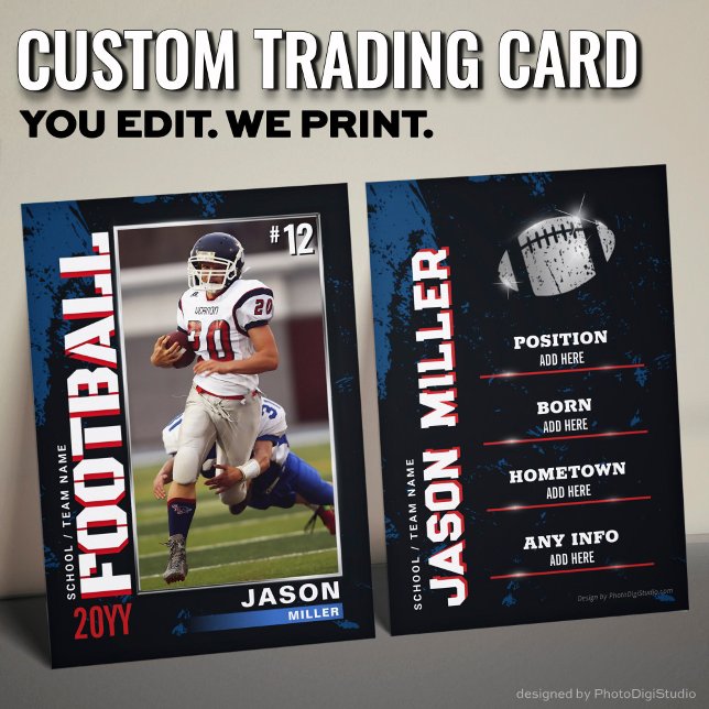 Carte de football américain Blue Red Football (USA Blue Red Football Trading Card Football Card)