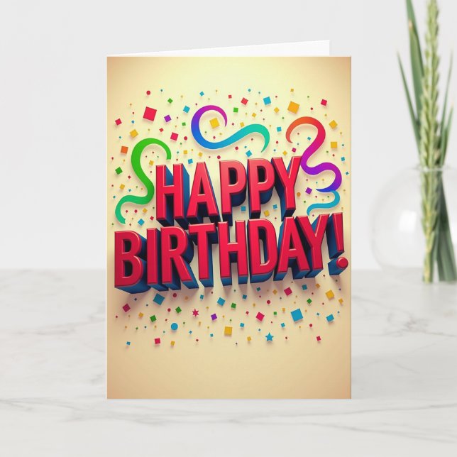 Carte de forme de texte 3D pour anniversaire (Devant)